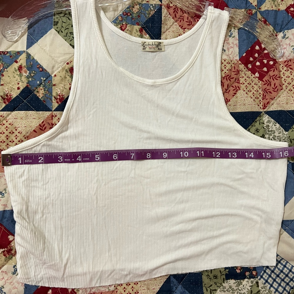 Free People Cropped Ribbed Tank Tee sz L